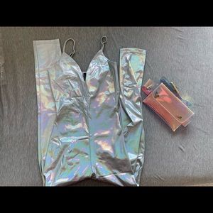 Windsor holographic cat jumpsuit with matching bumbag | Small